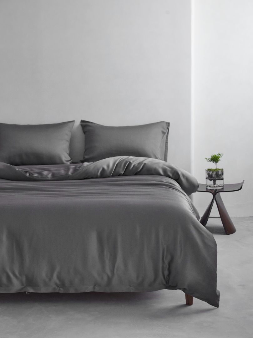 Dark Grey Bamboo Duvet Cover Set